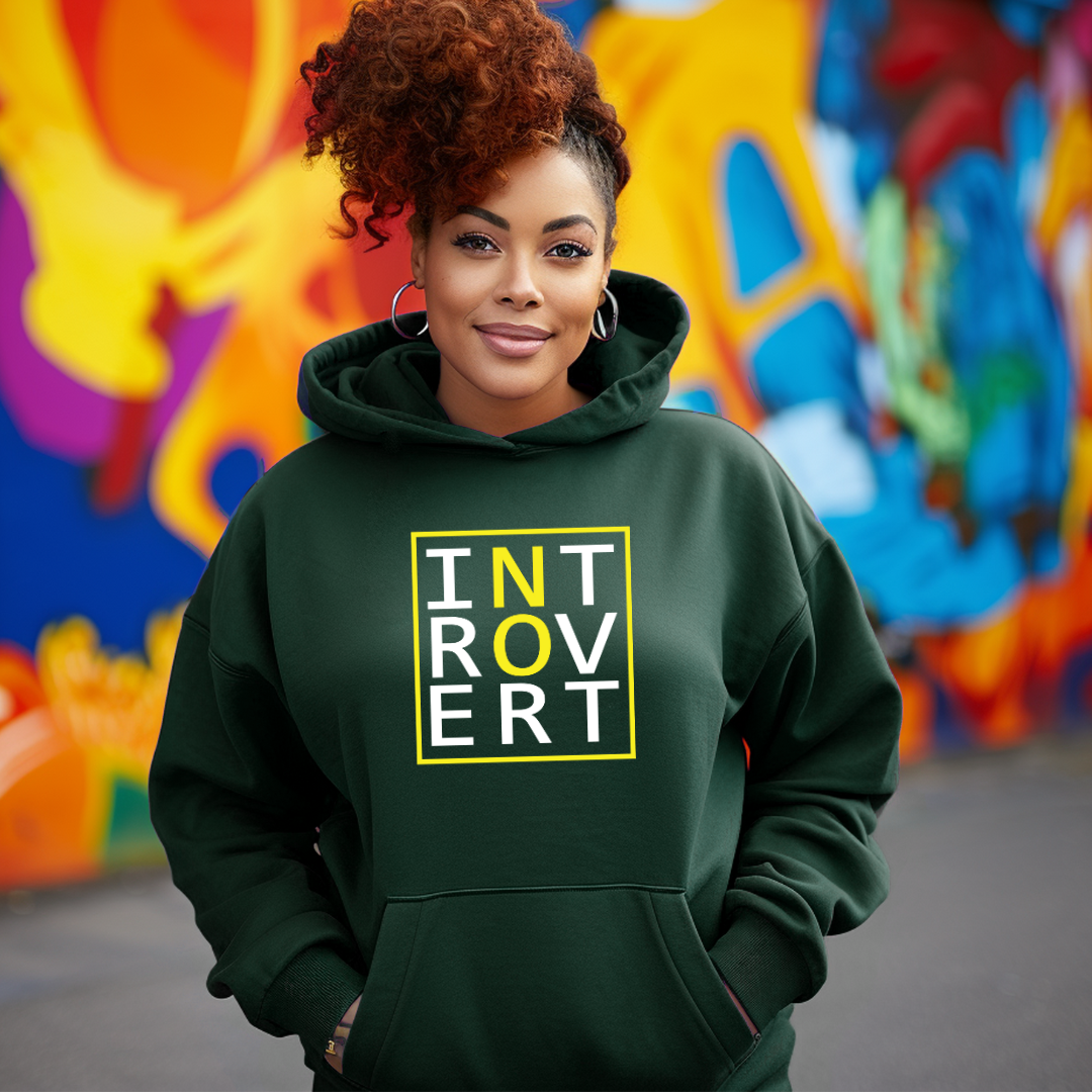 Introvert "No" Hoodie (White/Yellow)