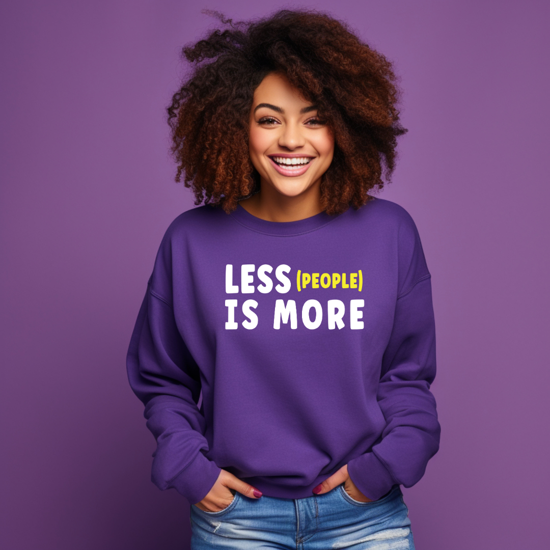 Less People Is More Sweatshirt (White/Yellow)