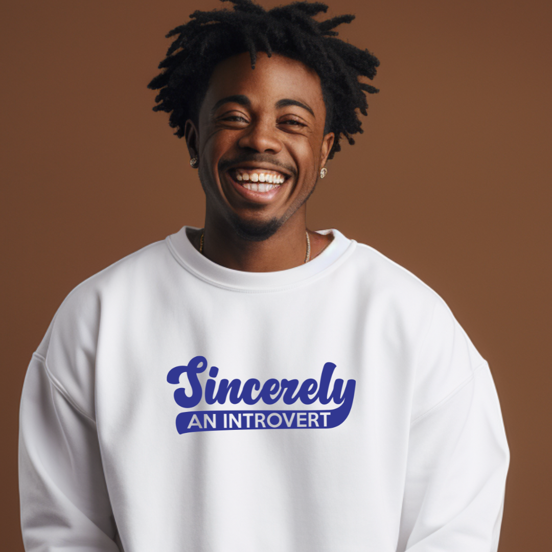 Sincerely, An Introvert Sweatshirt (Blue Logo)