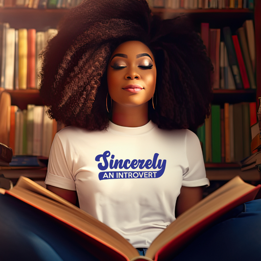 Sincerely, An Introvert T-Shirt (Blue Logo)