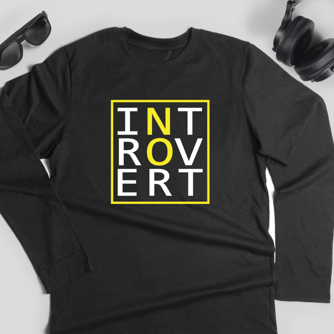 Introvert "No" Long Sleeve (White/Yellow)
