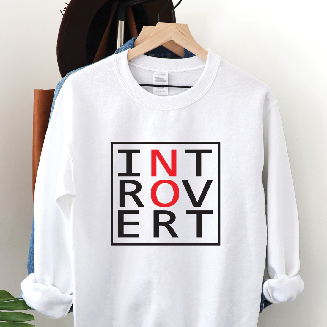 Introvert "No" Sweatshirt (Black/Red)