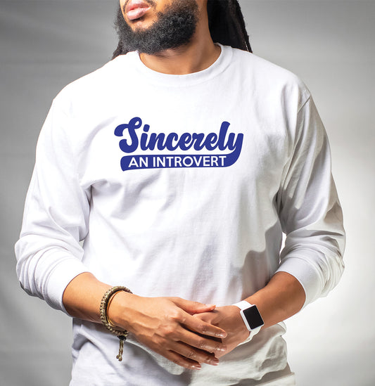 Sincerely, An Introvert Long Sleeve (Blue Logo)